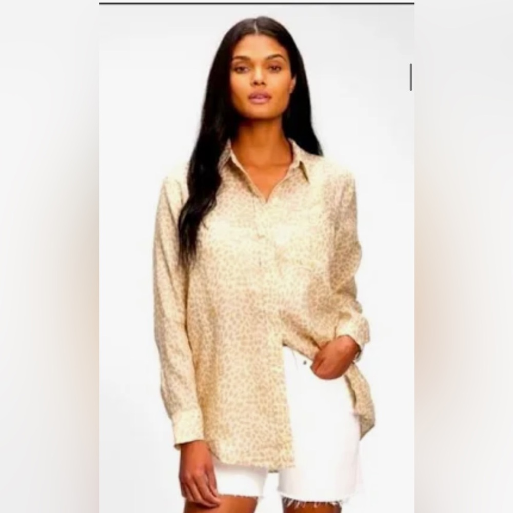 Gap Tops | Gap 100% Linen Shirt | Color: Cream/Tan leopard | Size: M| Never worn